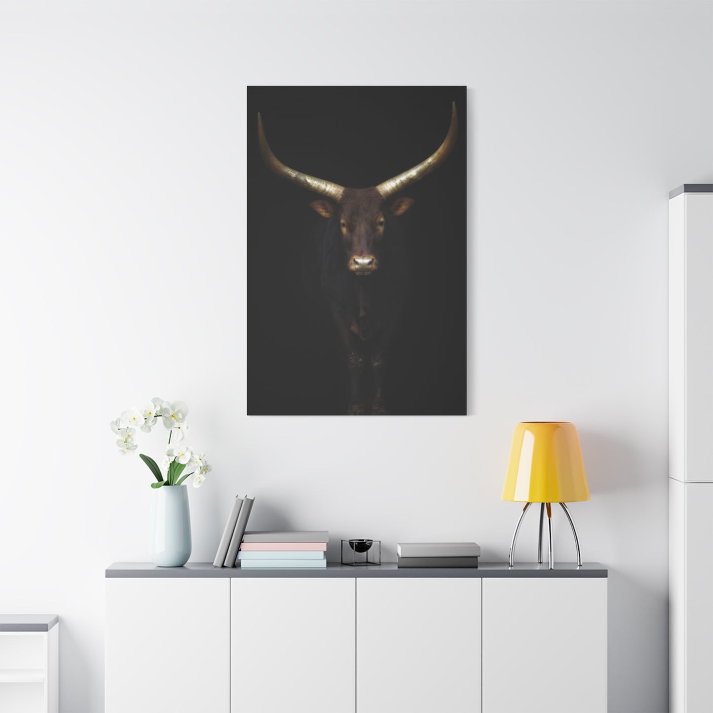 Wild Black Buffalo Longhorn Photos Wall Art & Canvas Prints