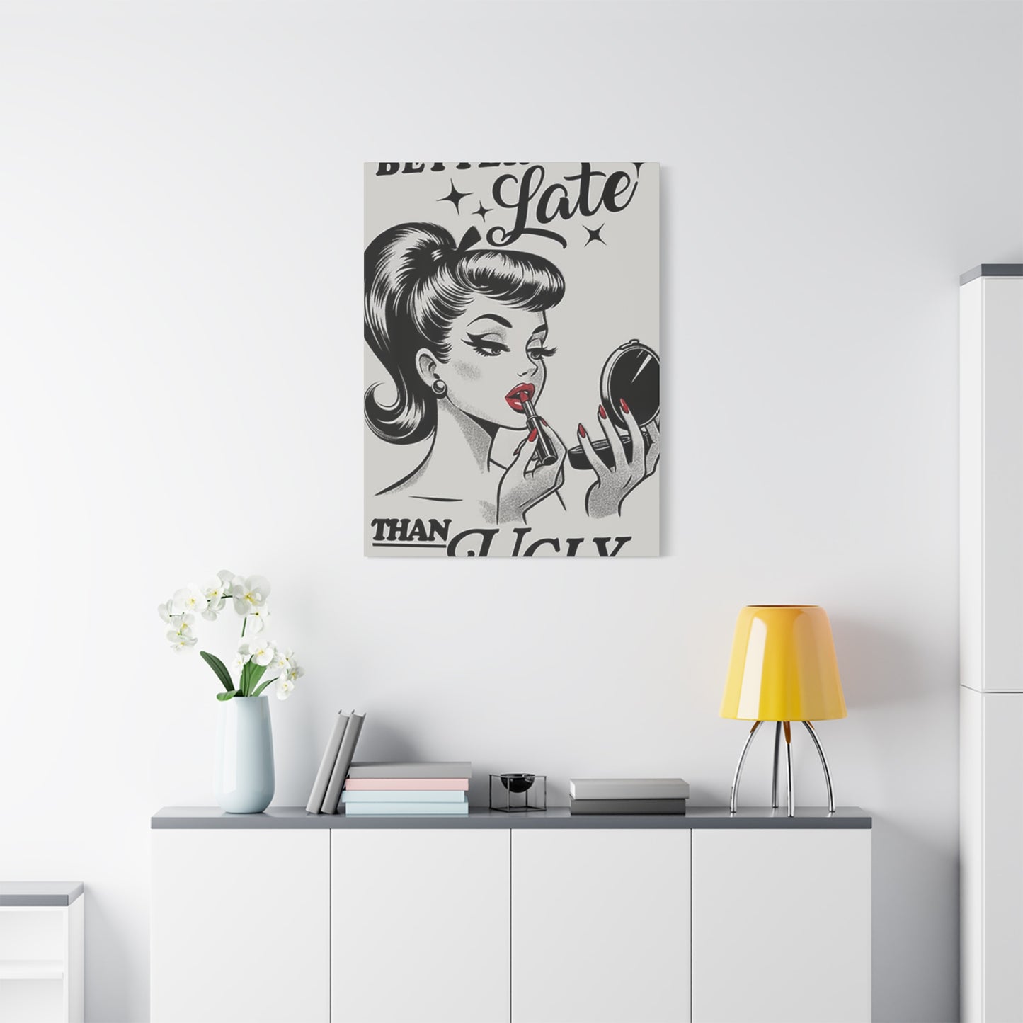 Beautiful Women Red Lips Painting Wall Art & Canvas Prints