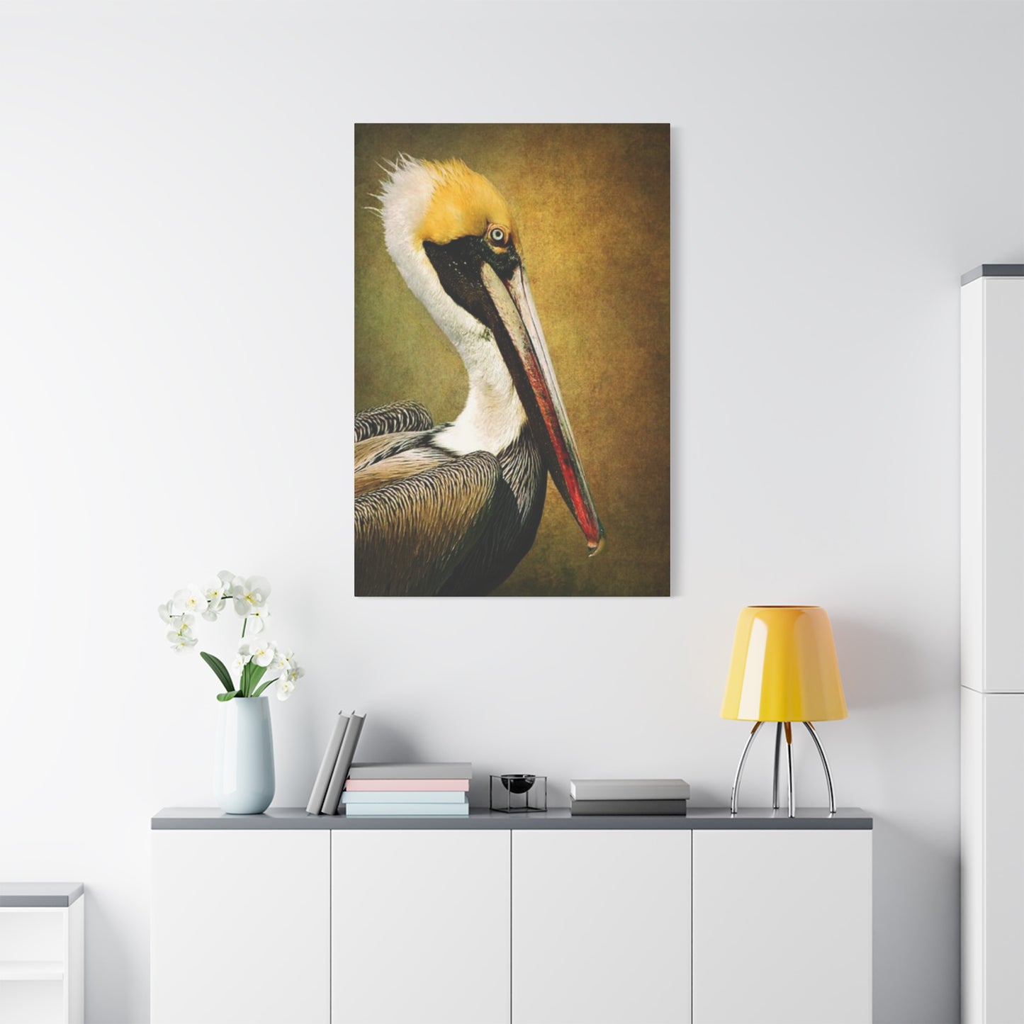 Long Beak Pelican Candid Close Up Drawing Wall Art & Canvas Prints