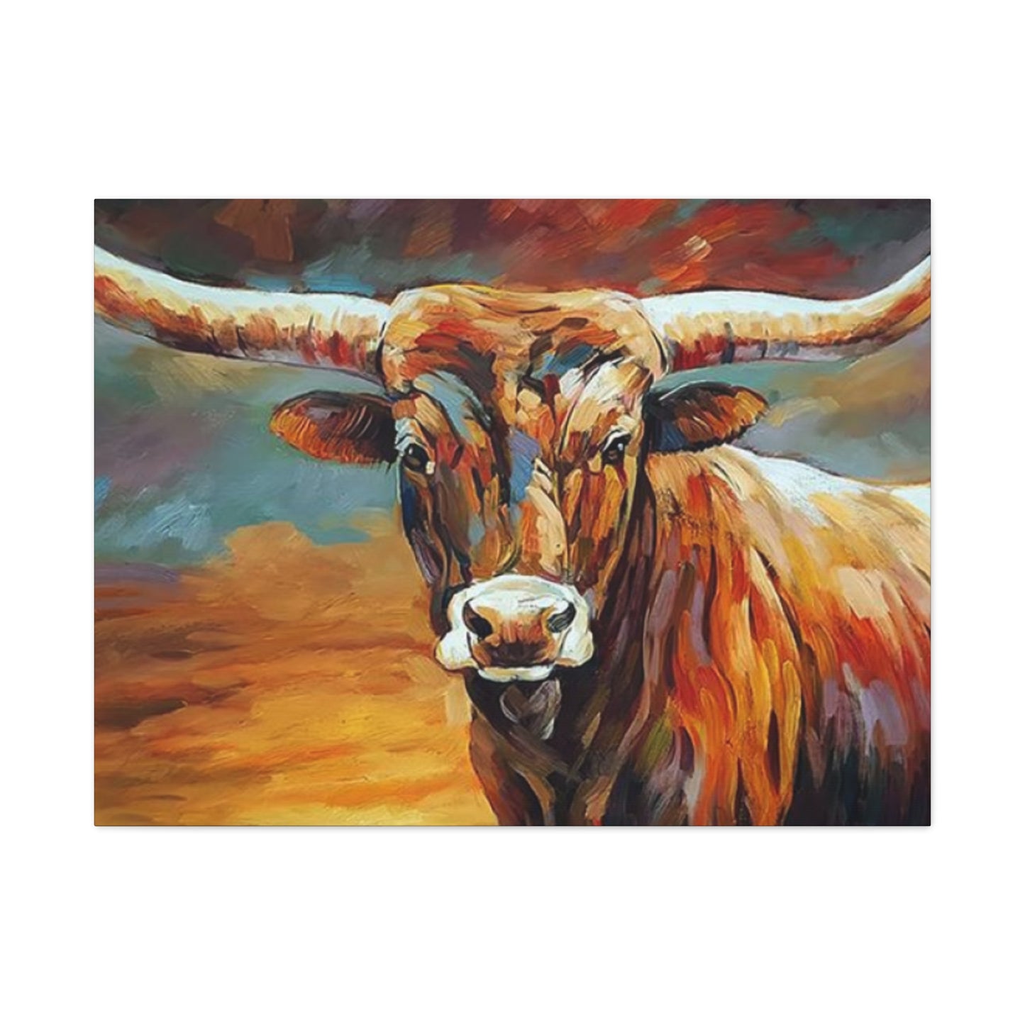 Hairy Bull Long Horns Drawing Wall Art & Canvas Prints