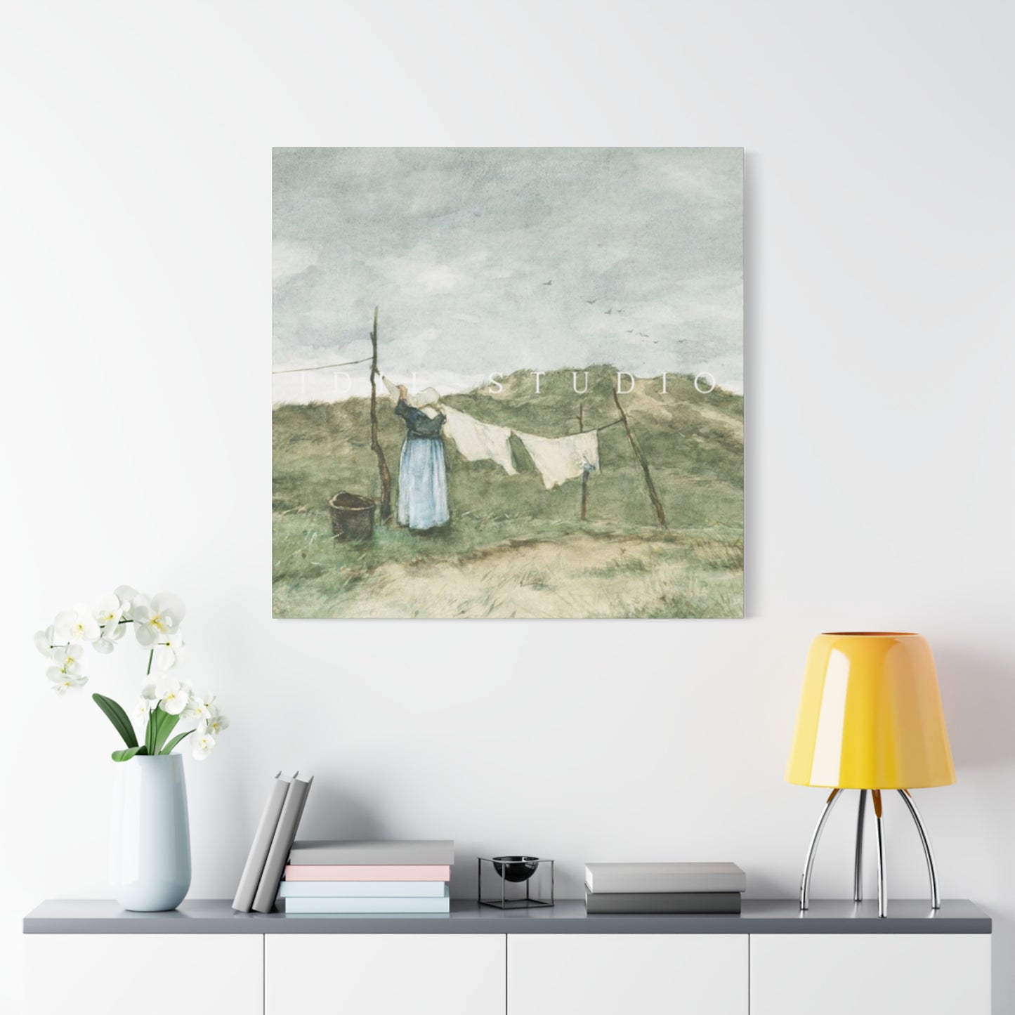 White Clothes Drying Laundry Wall Art & Canvas Prints