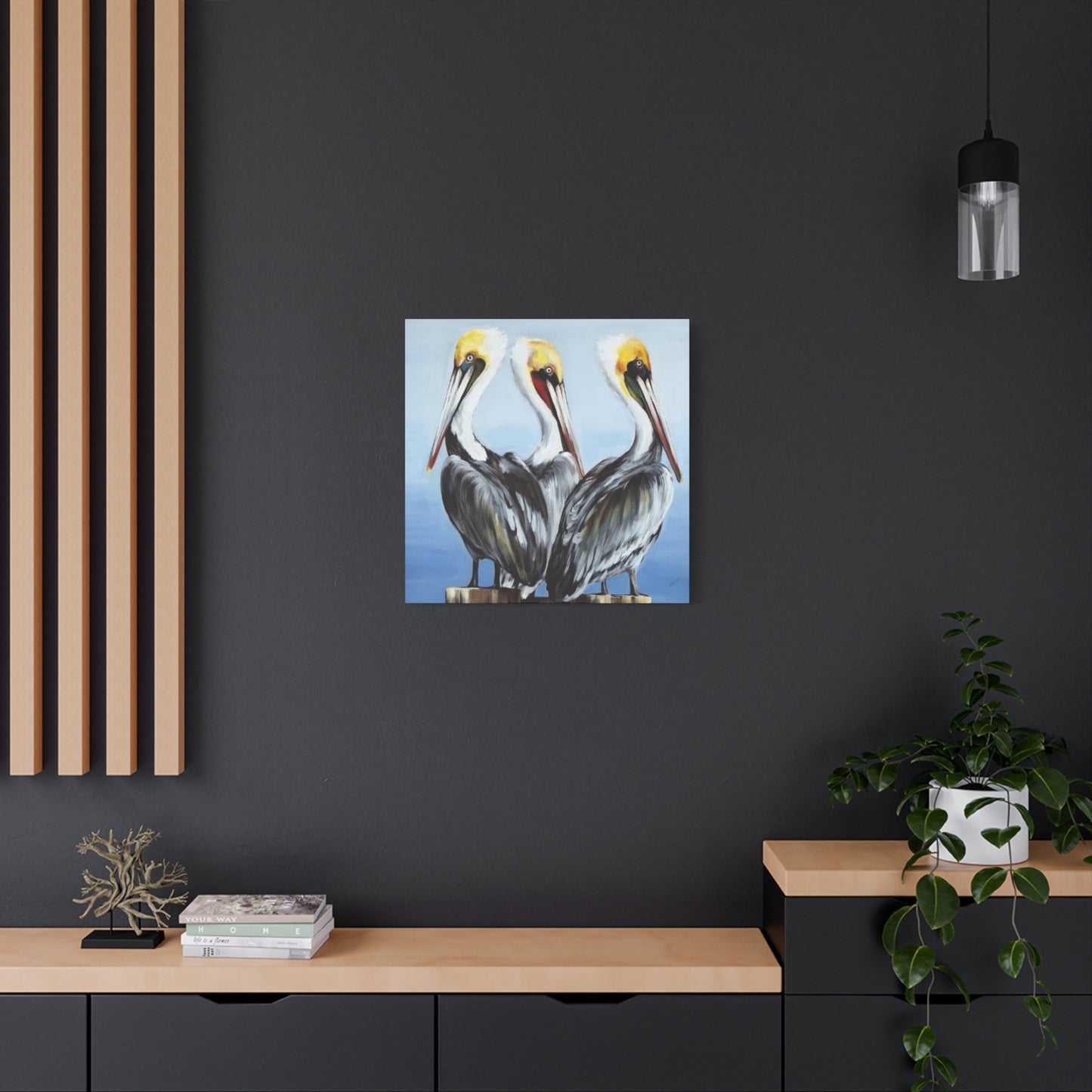 Three Pelican Family Poster Wall Art & Canvas Prints