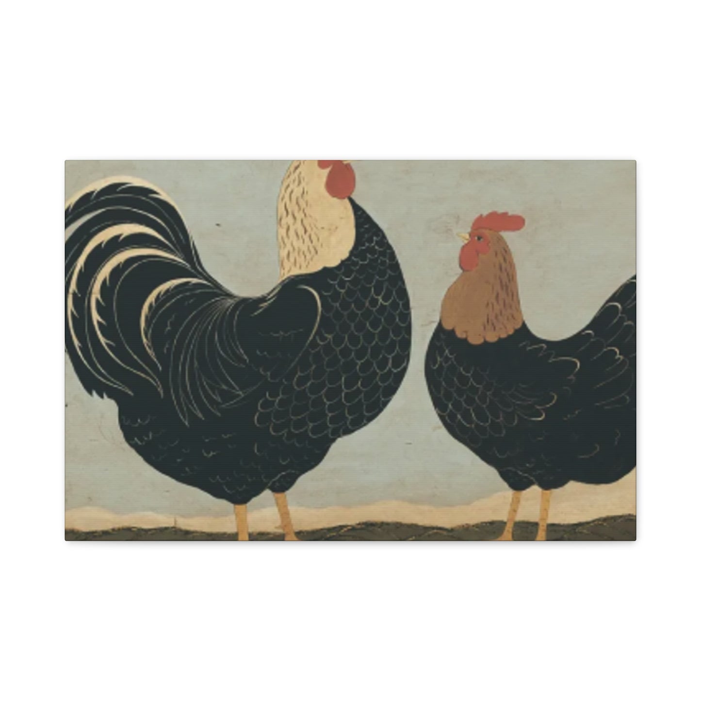 Chicken Couple Kimble Warren Wall Art & Canvas Prints