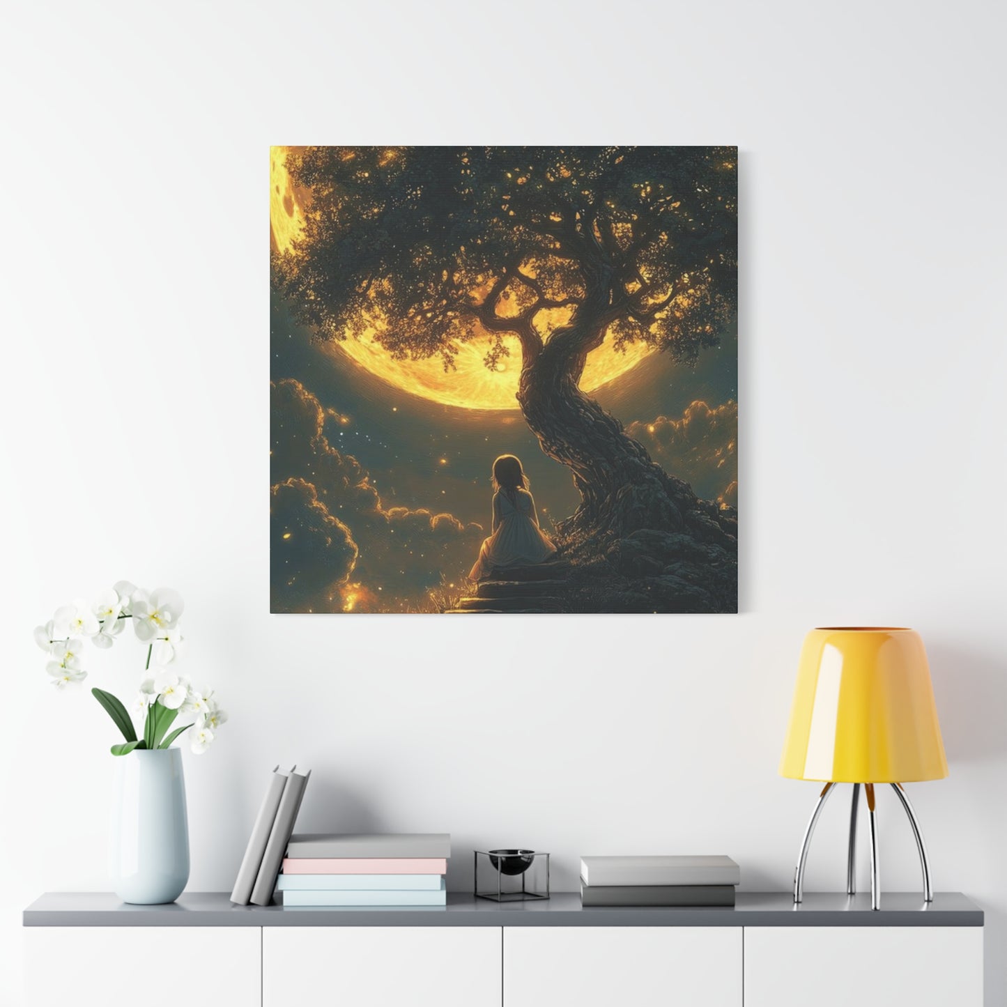 Yellow Moonrise Fantasy Wall Art & Canvas Prints