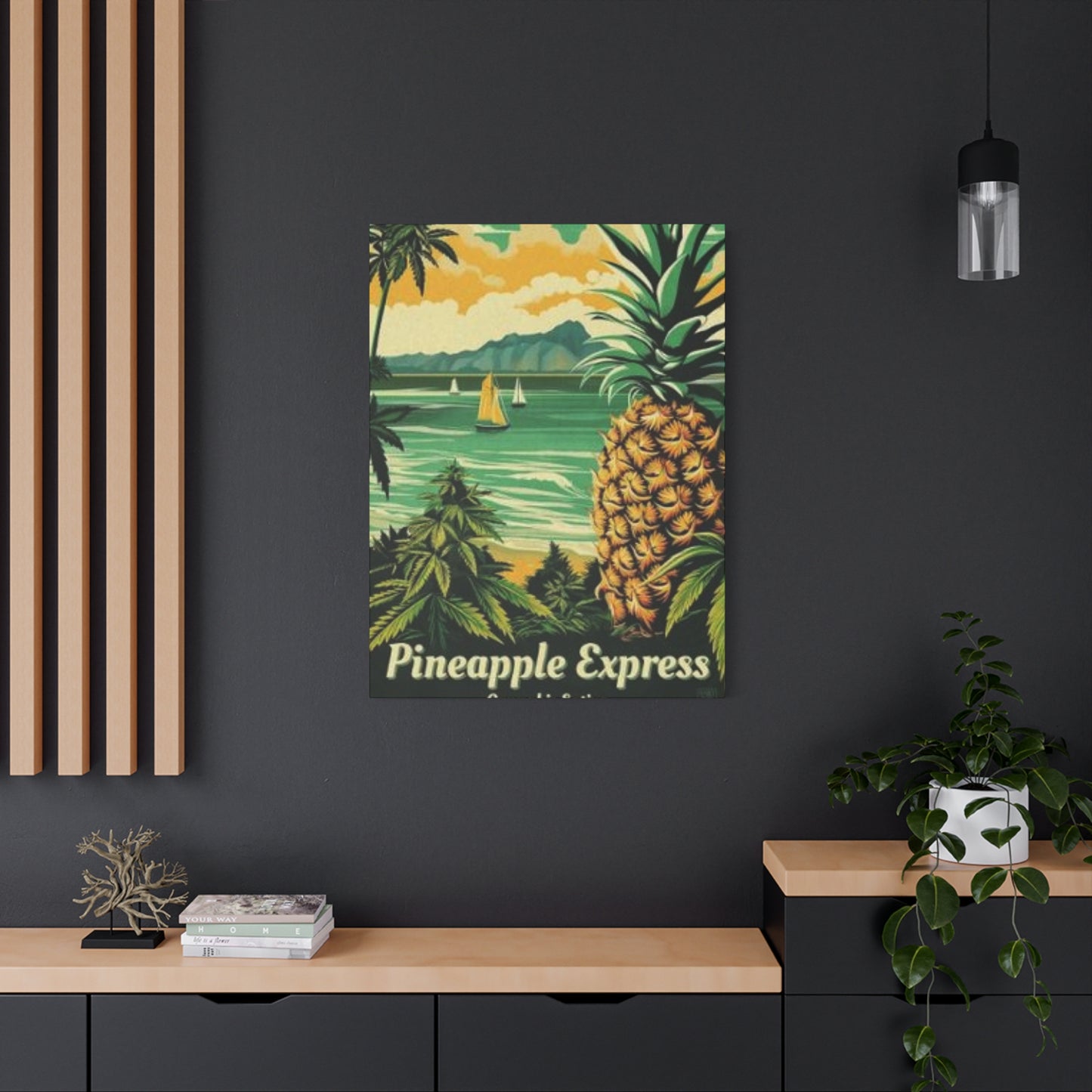 Pineapple On Beach Marijuana Wall Art & Canvas Prints