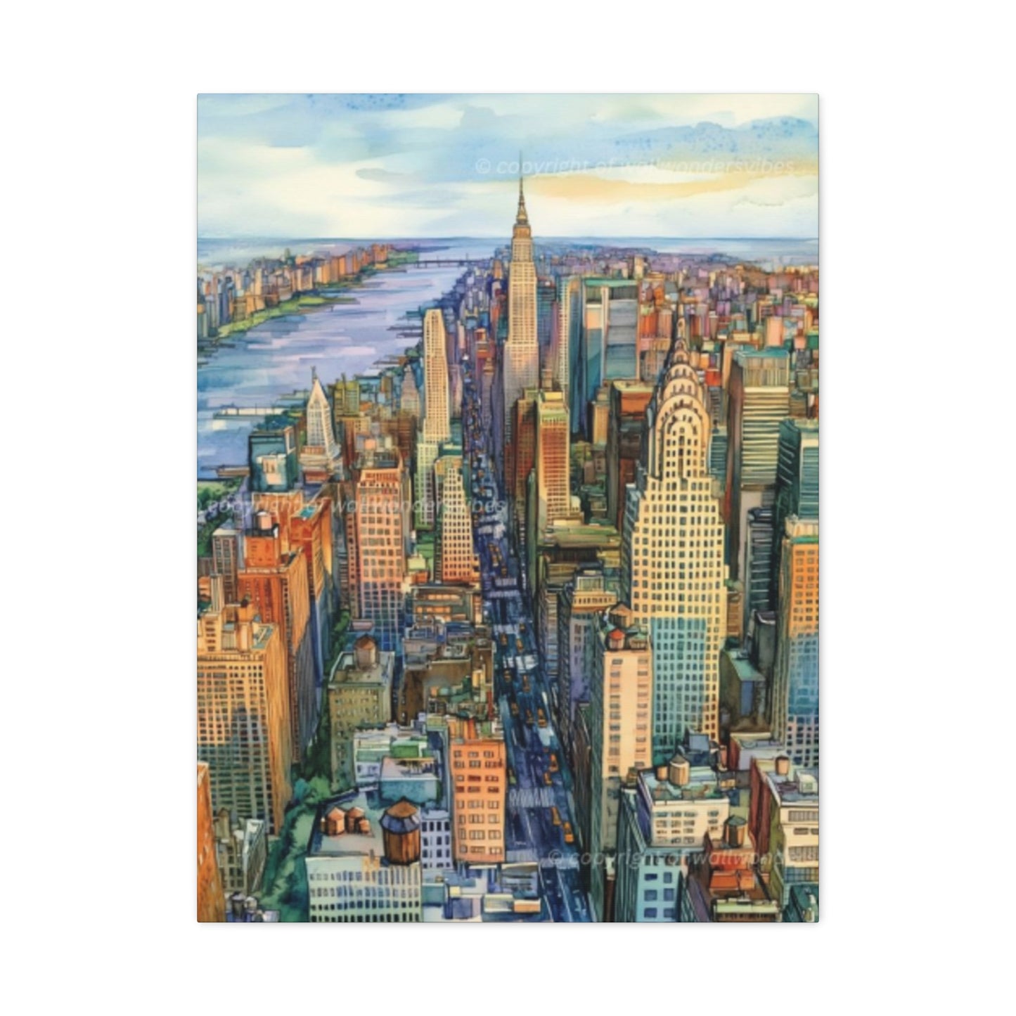 Skyview Manhattan City Skyline NYC Skyline Wall Art & Canvas Prints