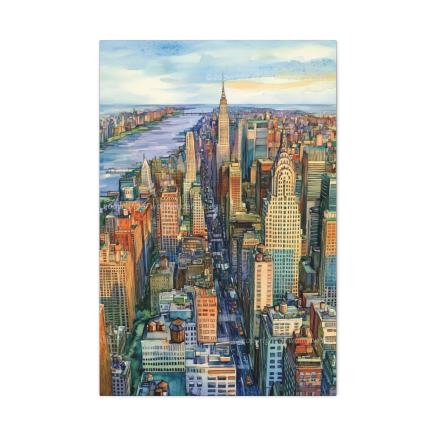 Skyview Manhattan City Skyline NYC Skyline Wall Art & Canvas Prints