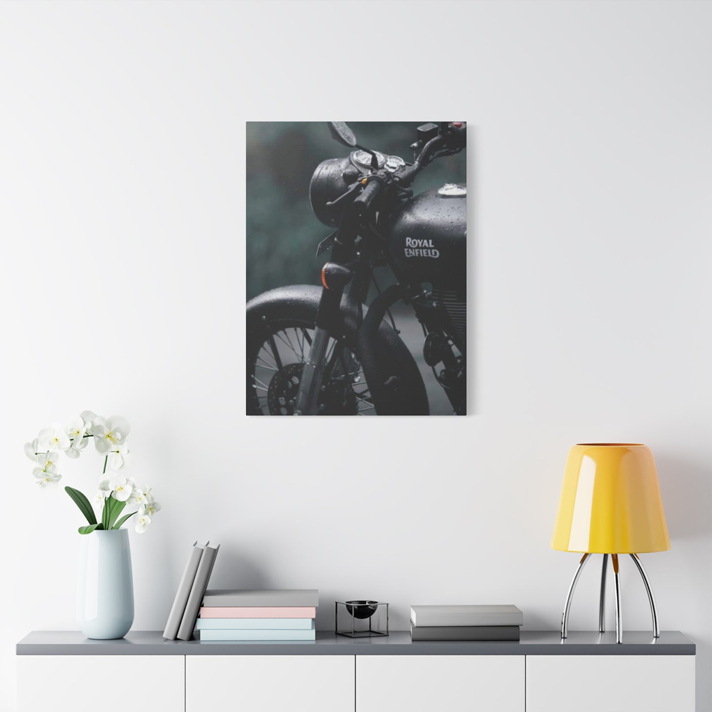 Black Royal Enfield Motorcycle Wall Art & Canvas Prints