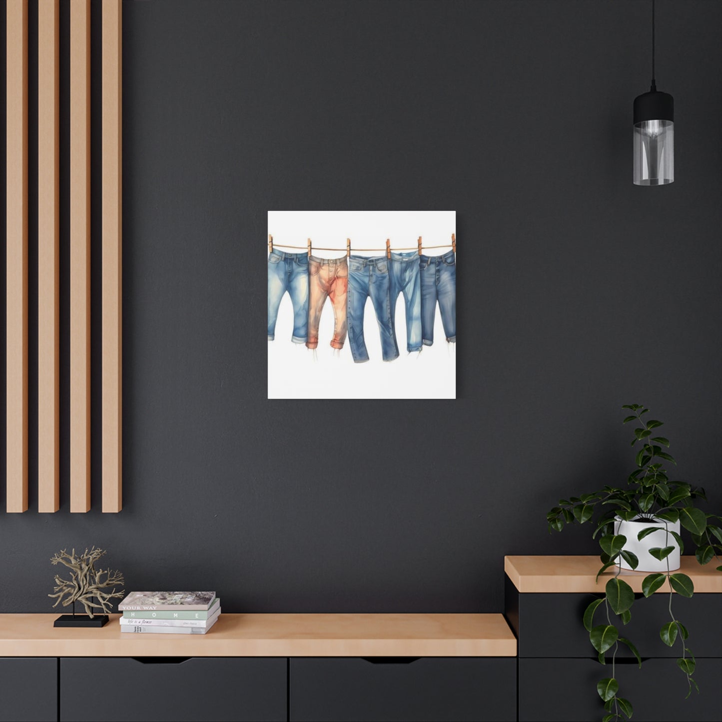 Denim Drying Poster For Laundry Room Wall Art & Canvas Prints