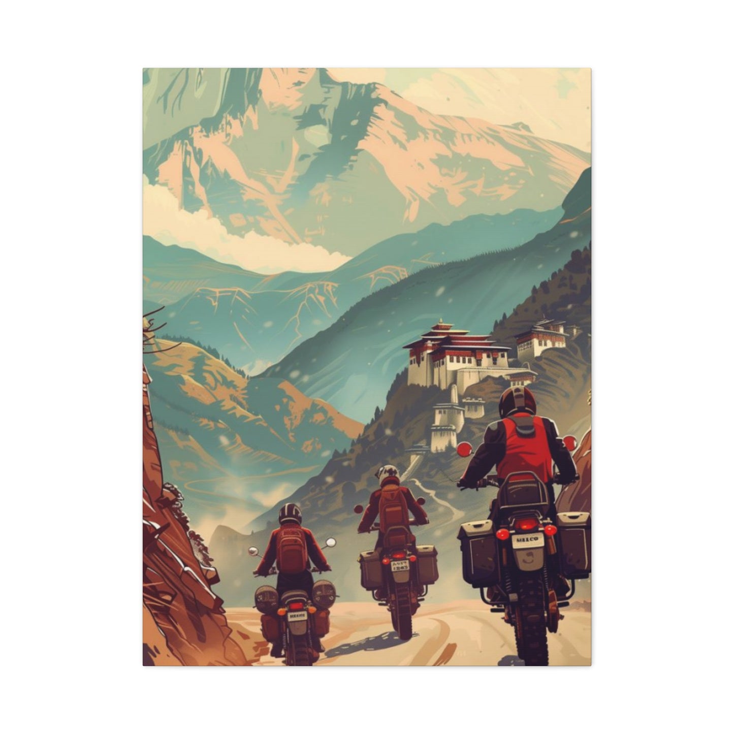 Bike Travelling In Mountains Motorcycle Wall Art & Canvas Prints