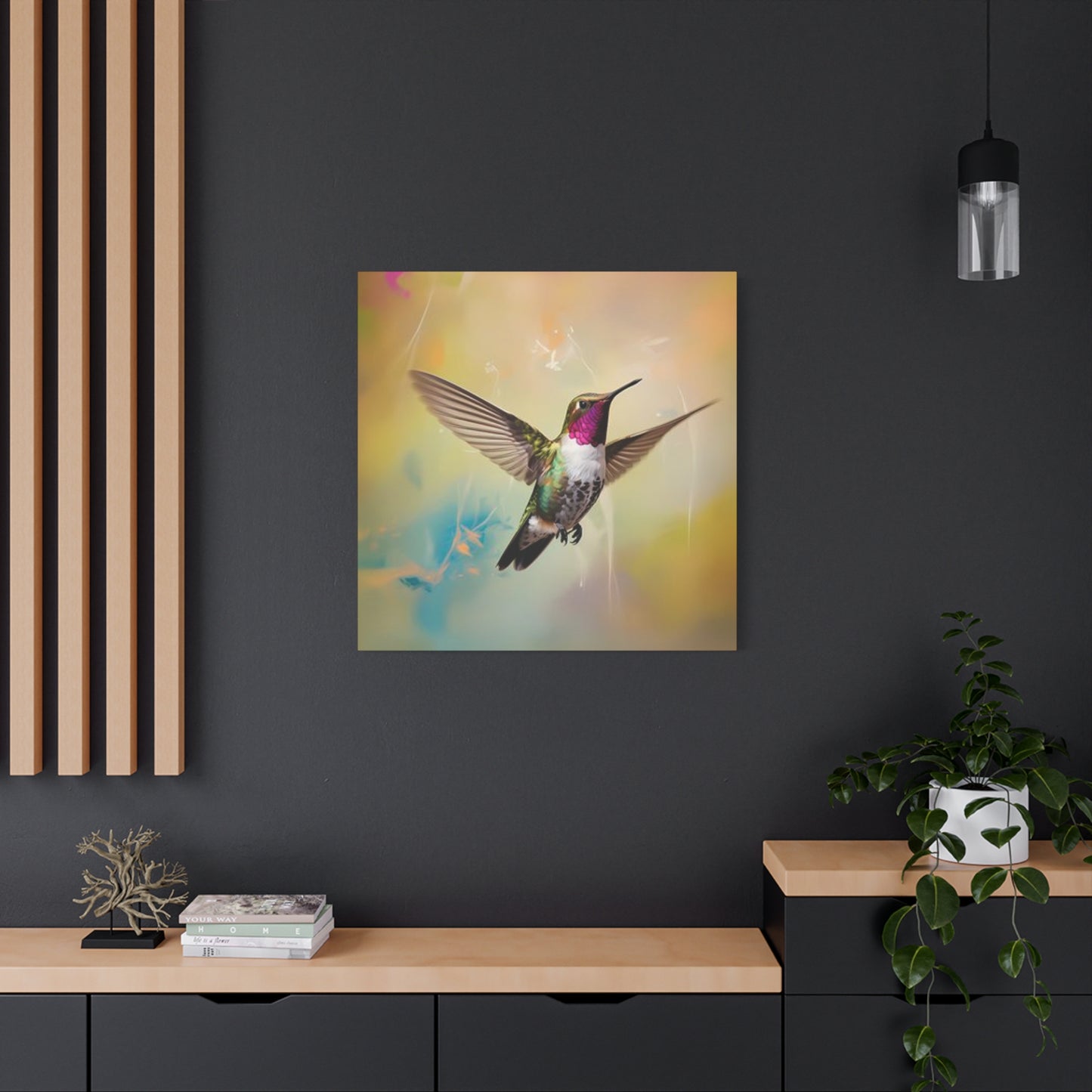 Beautiful Flying Humming Bird Painting Wall Art & Canvas Prints