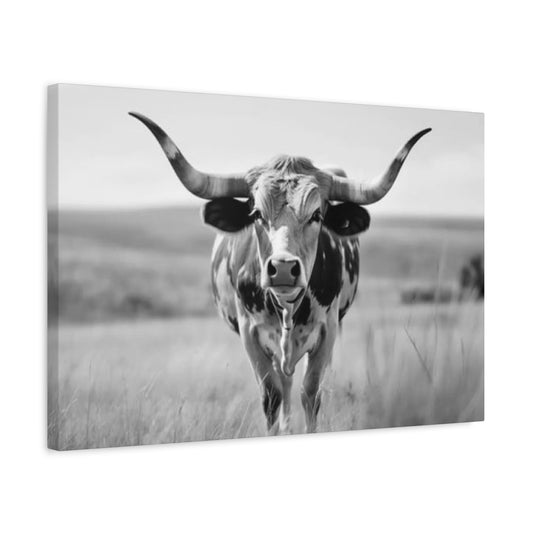 Monochrome Curvy Long Horn Wall Art & Canvas Prints