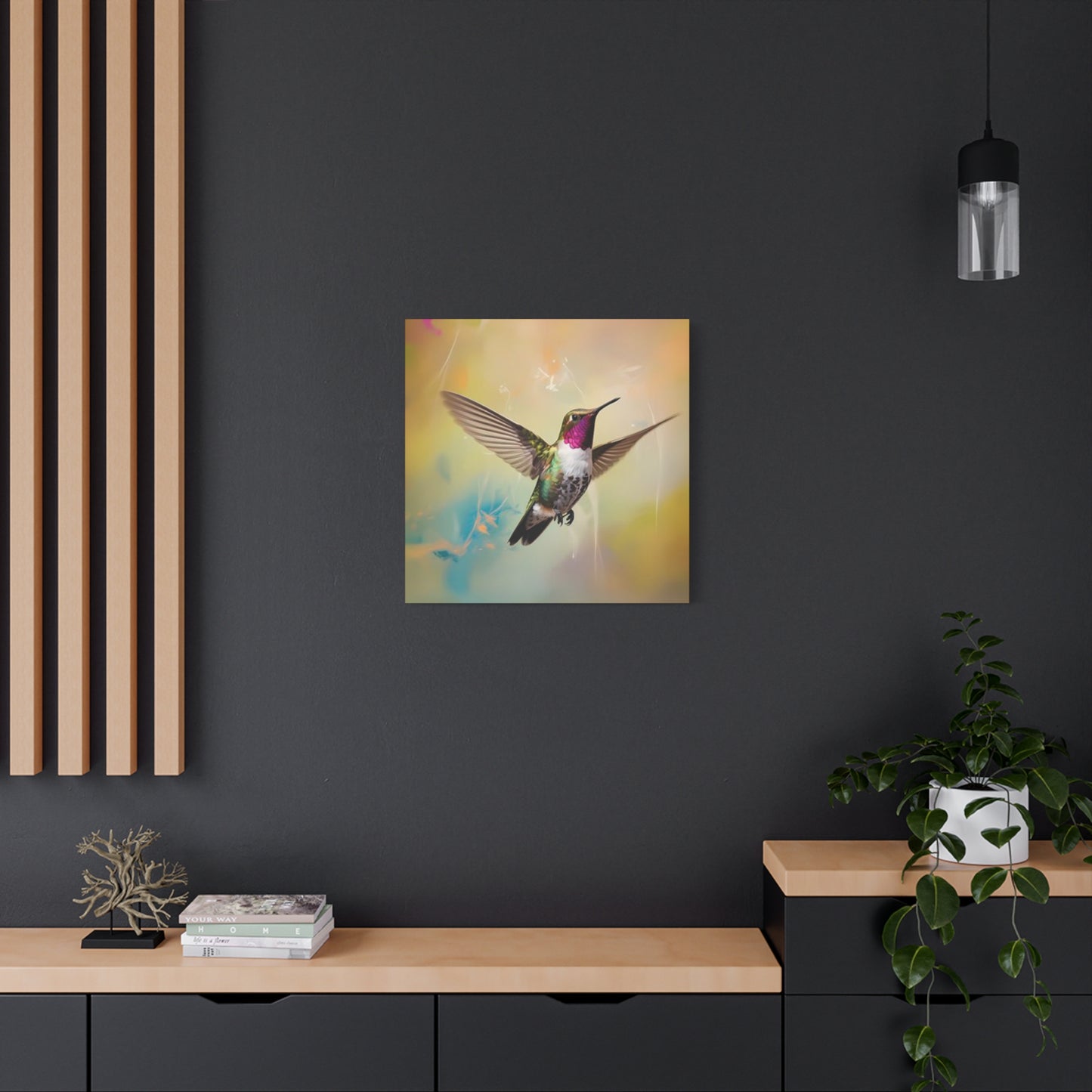 Beautiful Flying Humming Bird Painting Wall Art & Canvas Prints