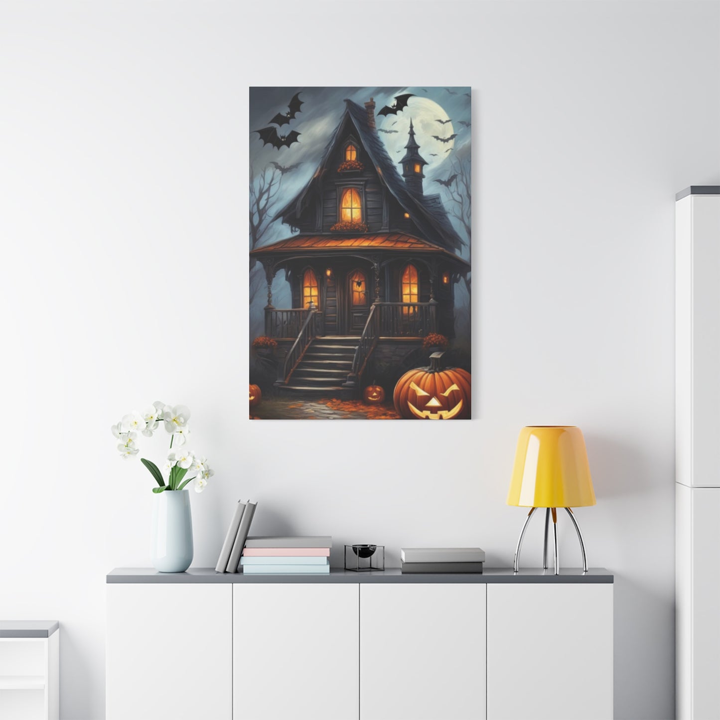 Halloween House Painting Wall Art & Canvas Prints