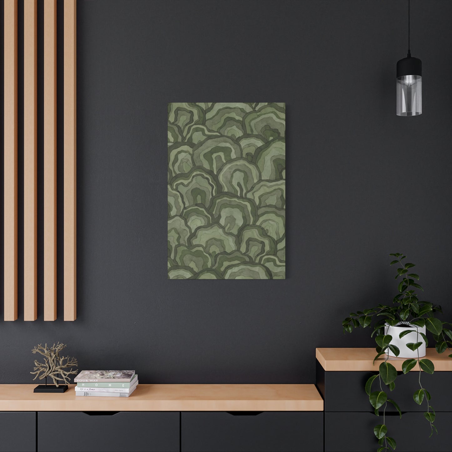 Olive Green Flower Pattern Wall Art & Canvas Prints