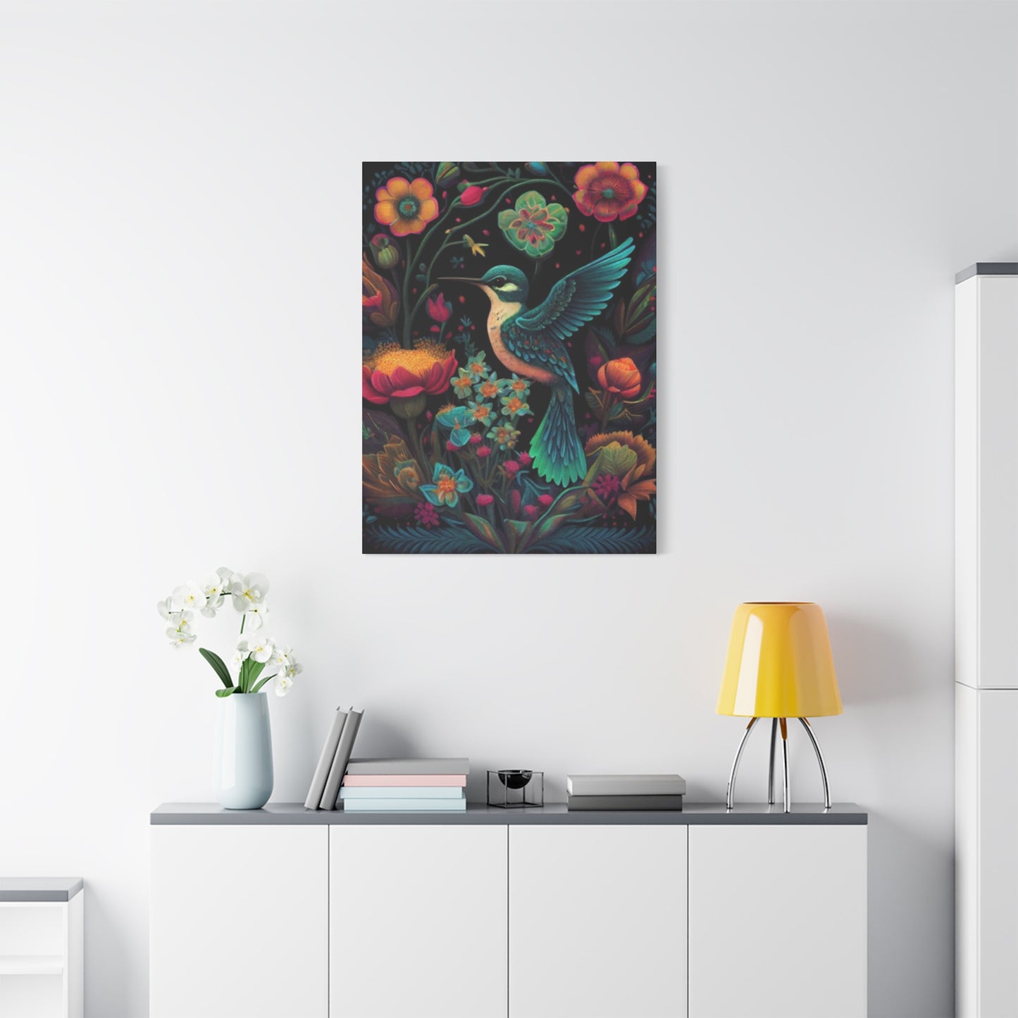 Humming Bird Closeup Painting Wall Art & Canvas Prints