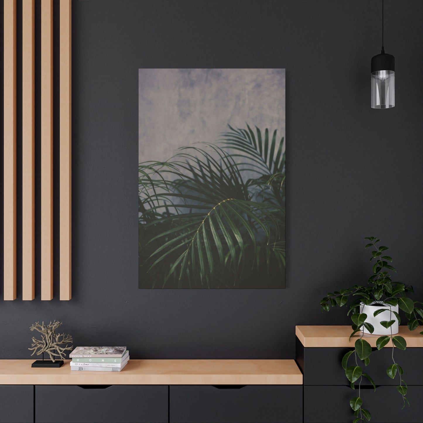 Leaves Of Palm Tree At Night Wall Art & Canvas Prints