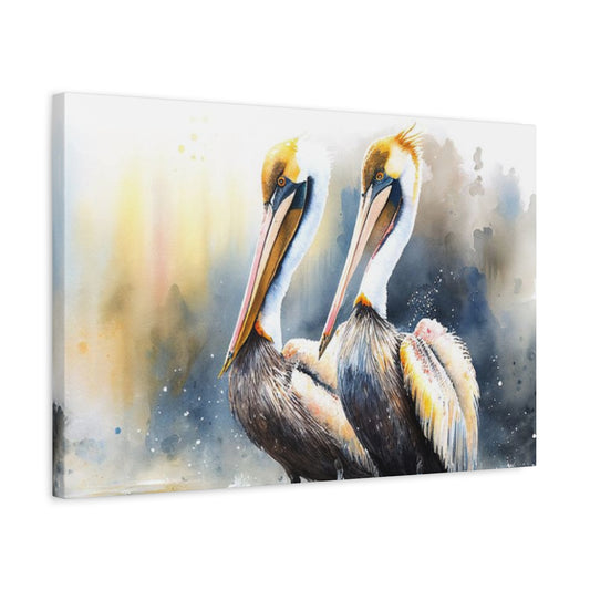 Pelican Colorful Couple Painting Wall Art & Canvas Prints