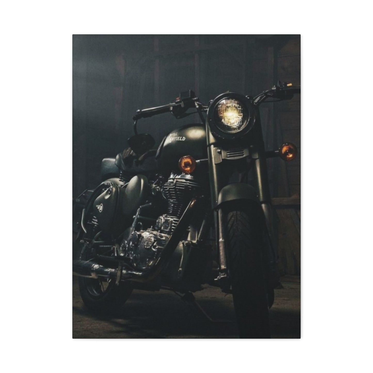 Black Classic Royal Enfield Motorcycle Wall Art & Canvas Prints