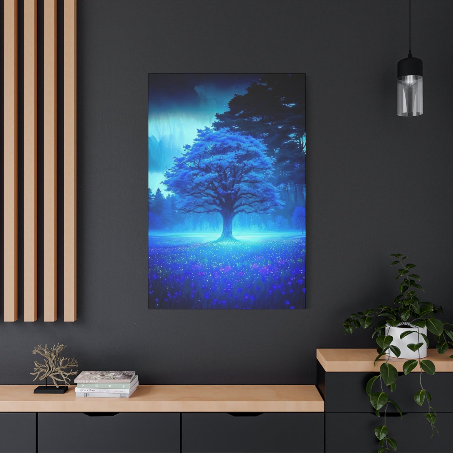 Blue Glowing Tree Wall Art & Canvas Prints