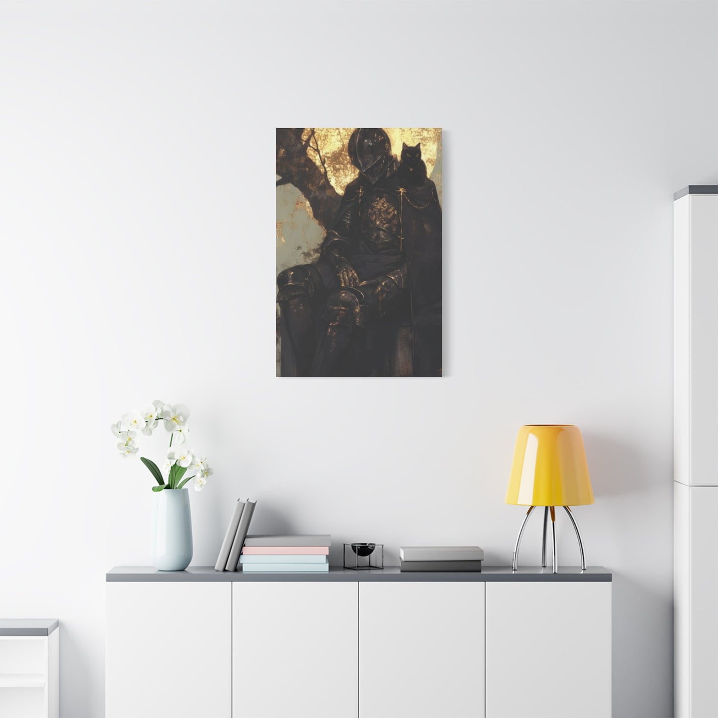 Warrior with Black Cat Wall Art & Canvas Prints