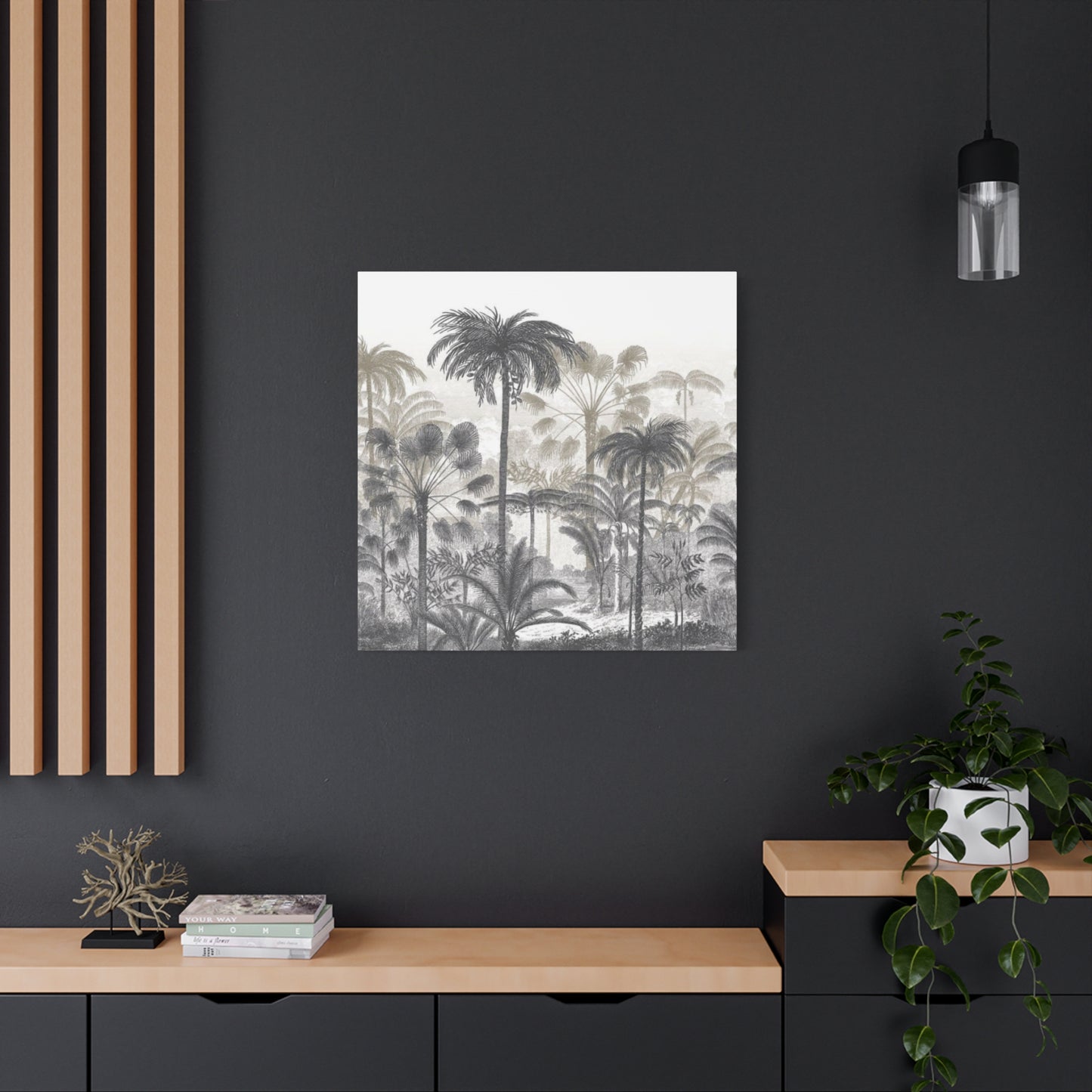 Monochrome Palm Tree Painting Wall Art & Canvas Prints