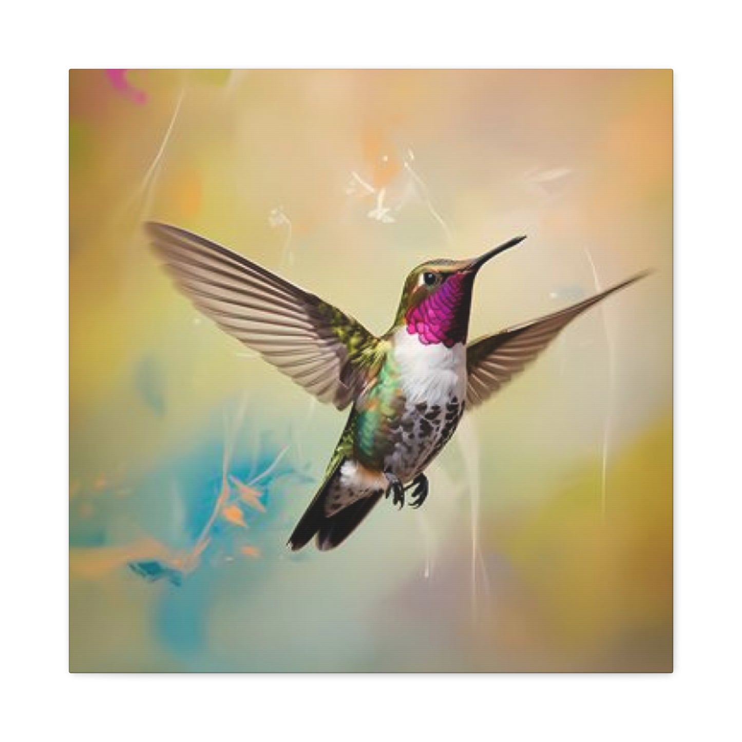 Beautiful Flying Humming Bird Painting Wall Art & Canvas Prints