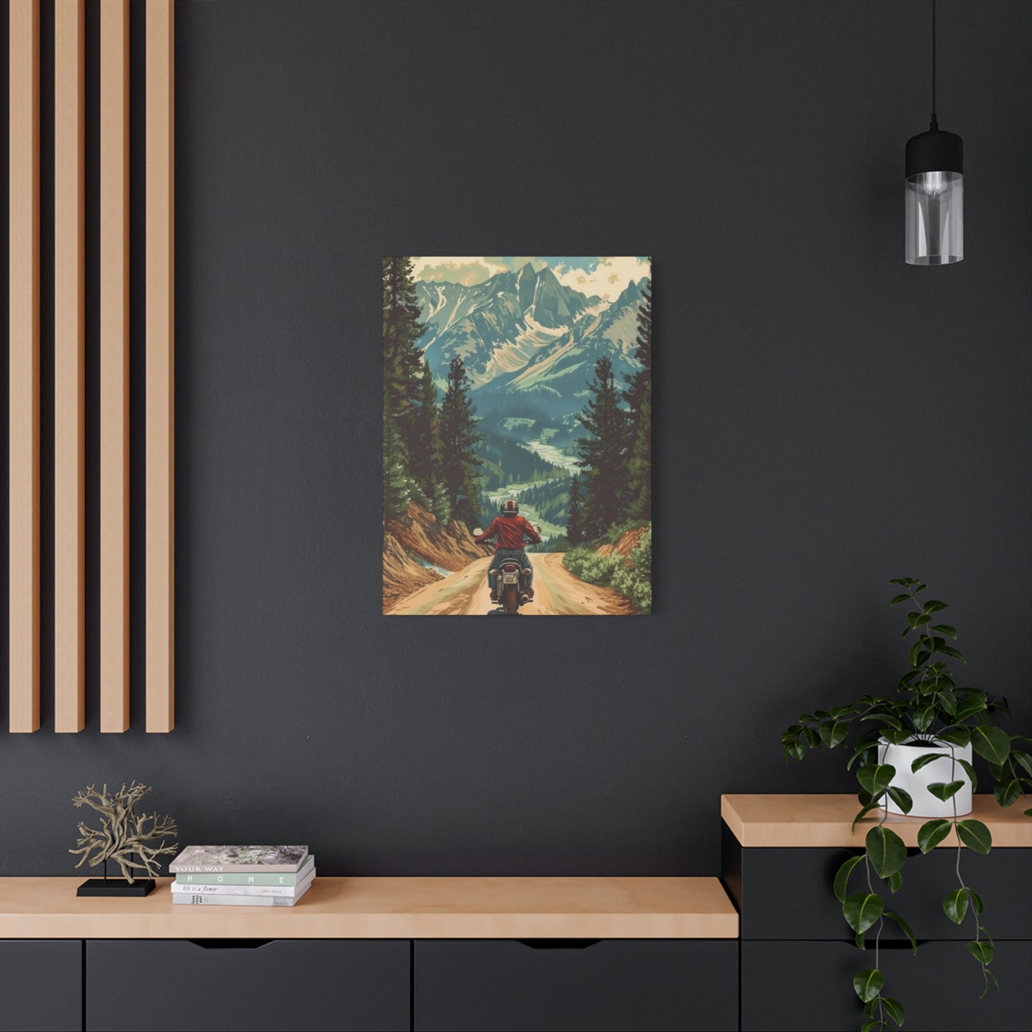 Bike Riding In Mountains Motorcycle Wall Art & Canvas Prints