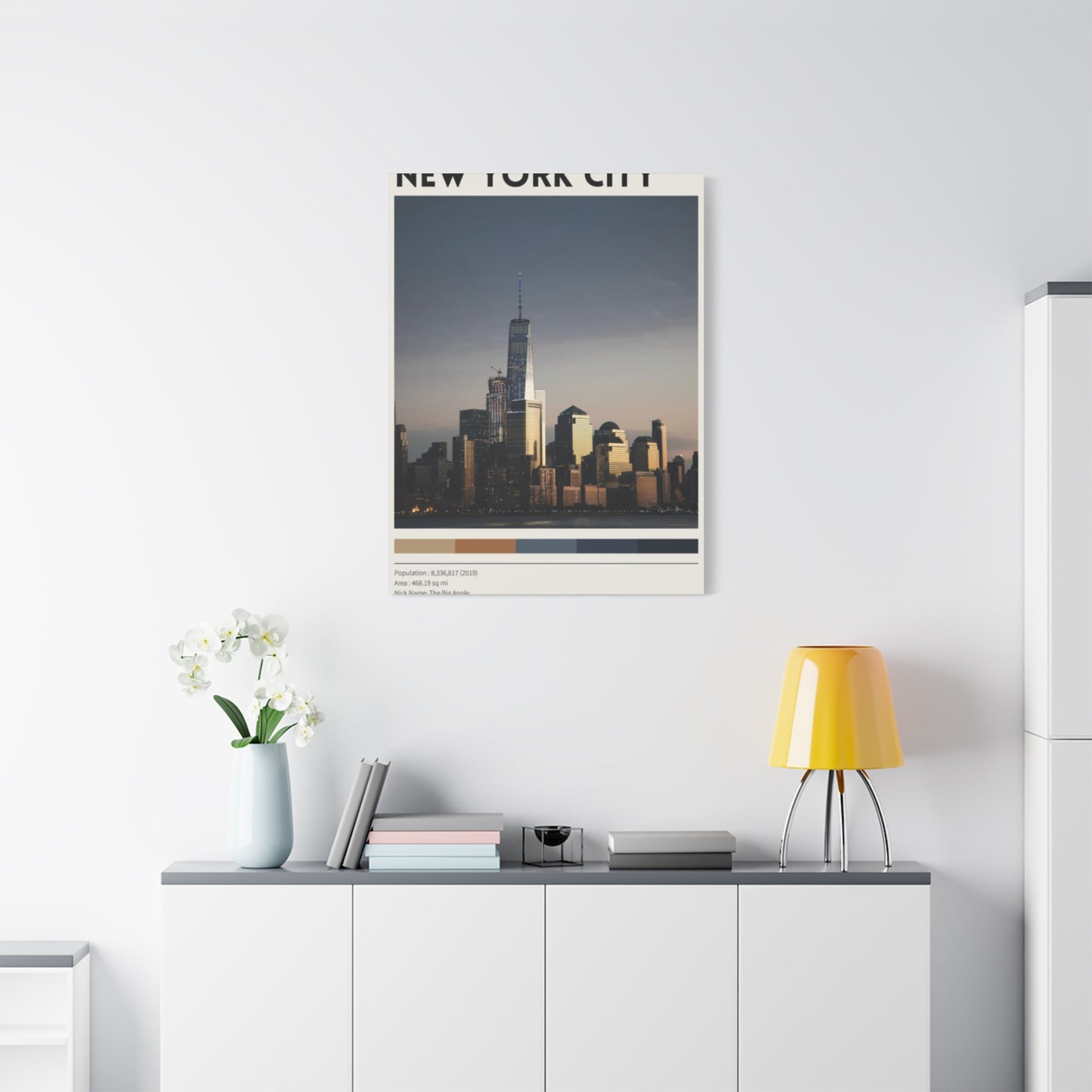 Manhattan Evening City Skyline Poster NYC Skyline Wall Art & Canvas Prints