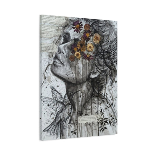 Girl And Flower Abstract Mixed Media Wall Art & Canvas Prints