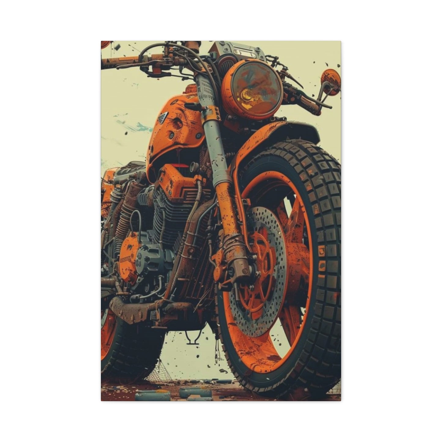 Orange Bike Poster Motorcycle Wall Art & Canvas Prints