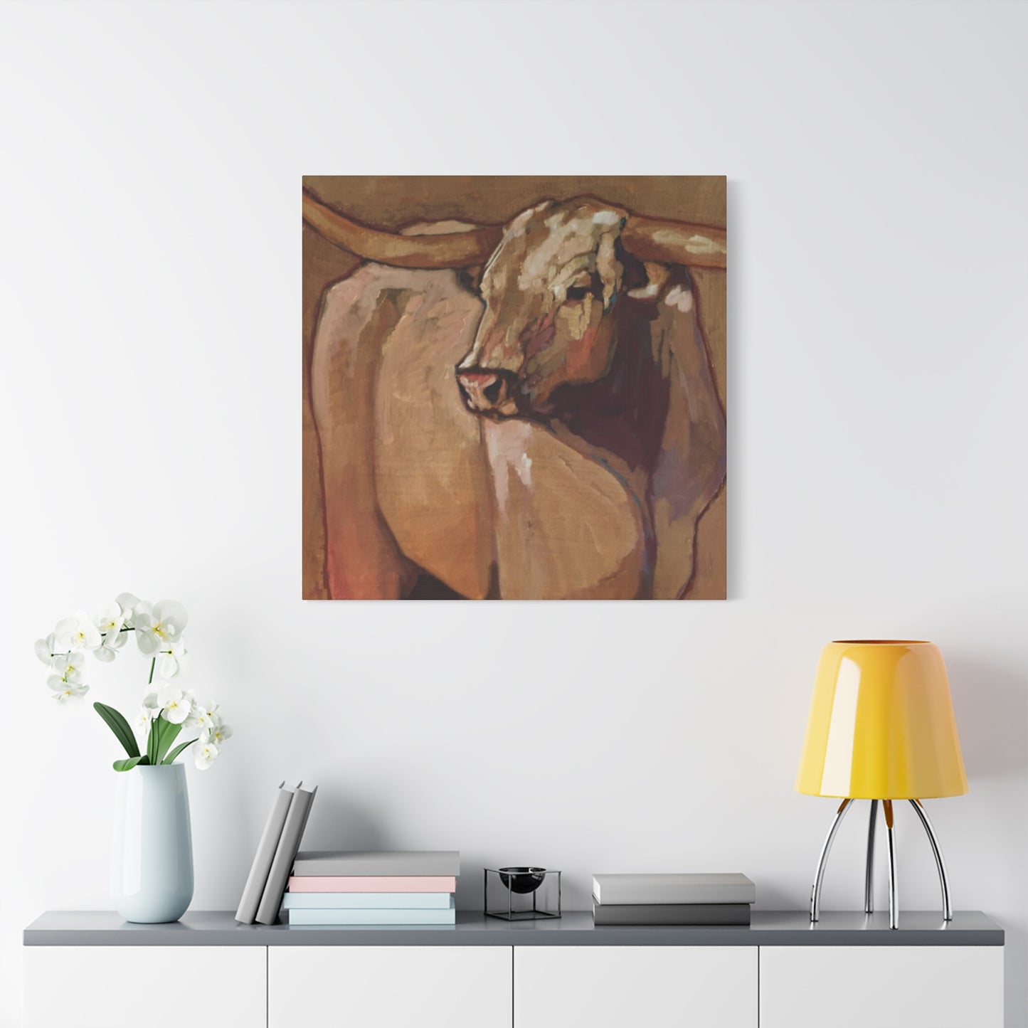 Bull Long Horn Painting Wall Art & Canvas Prints