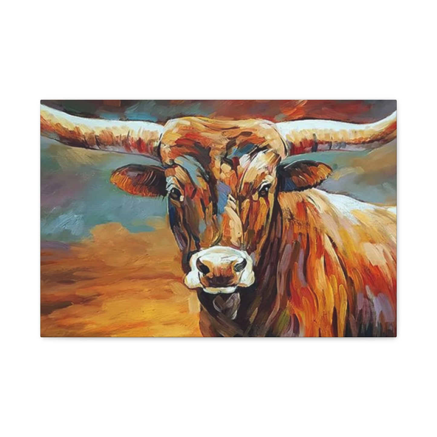 Hairy Bull Long Horns Drawing Wall Art & Canvas Prints