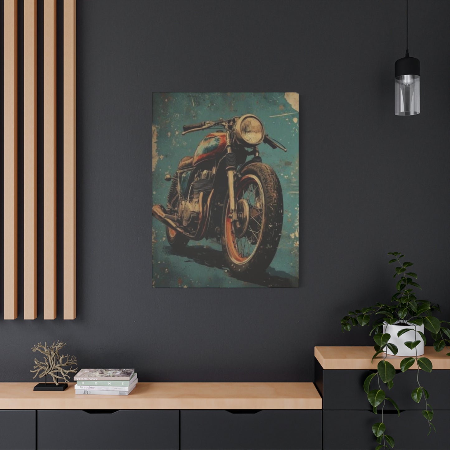 Blue Red Classic Poster Motorcycle Wall Art & Canvas Prints