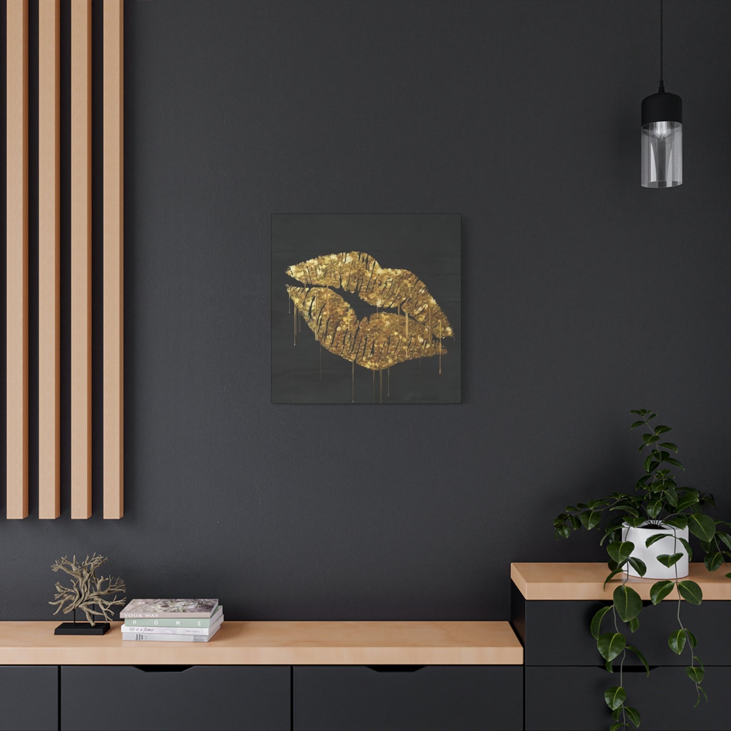 Golden Lips Wall Art & Canvas Prints