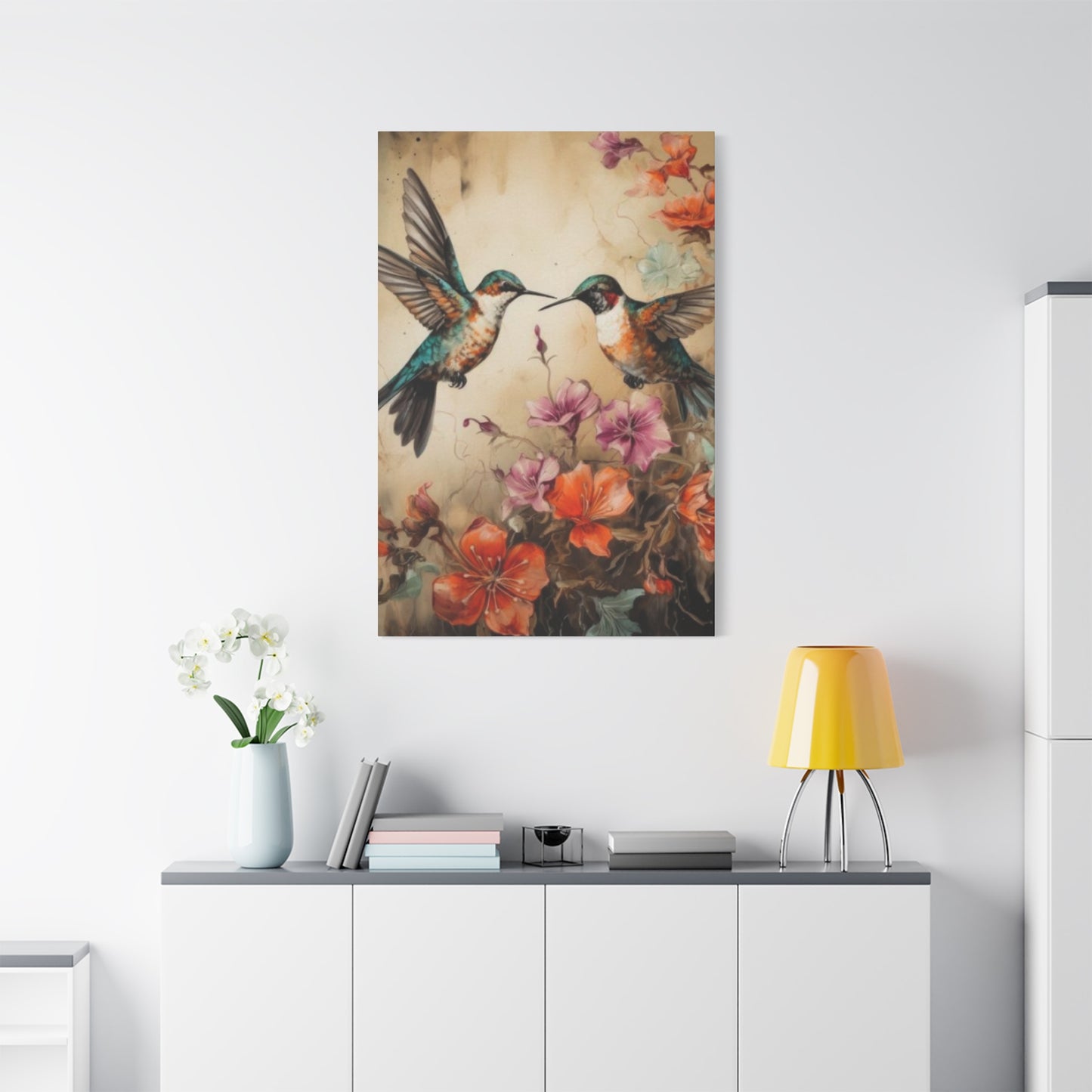 Humming Bird Couple Painting Wall Art & Canvas Prints