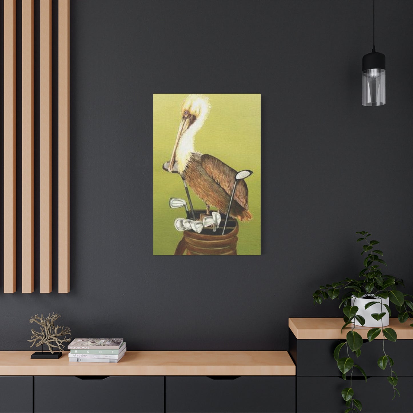 Pelican On a Golf Bag Painting Wall Art & Canvas Prints