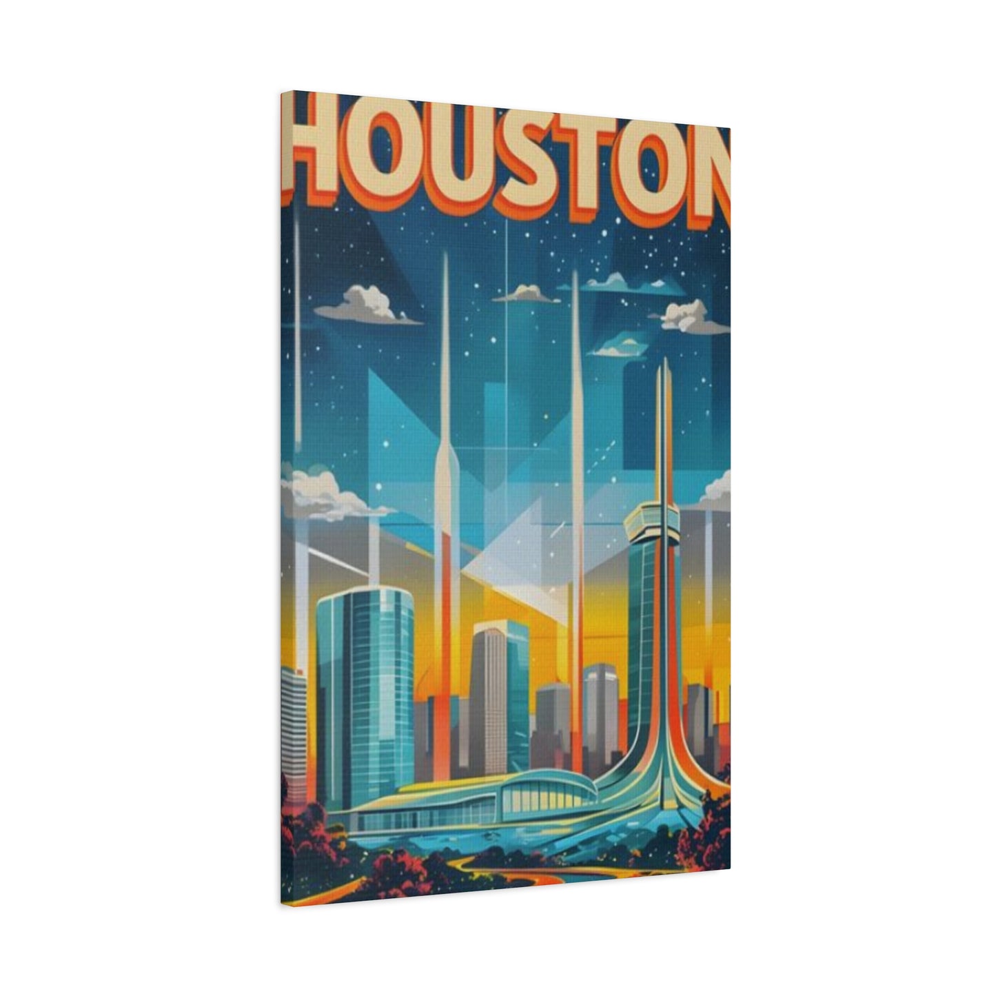 Sci-fi Houston Skyline Painting Wall Art & Canvas Prints