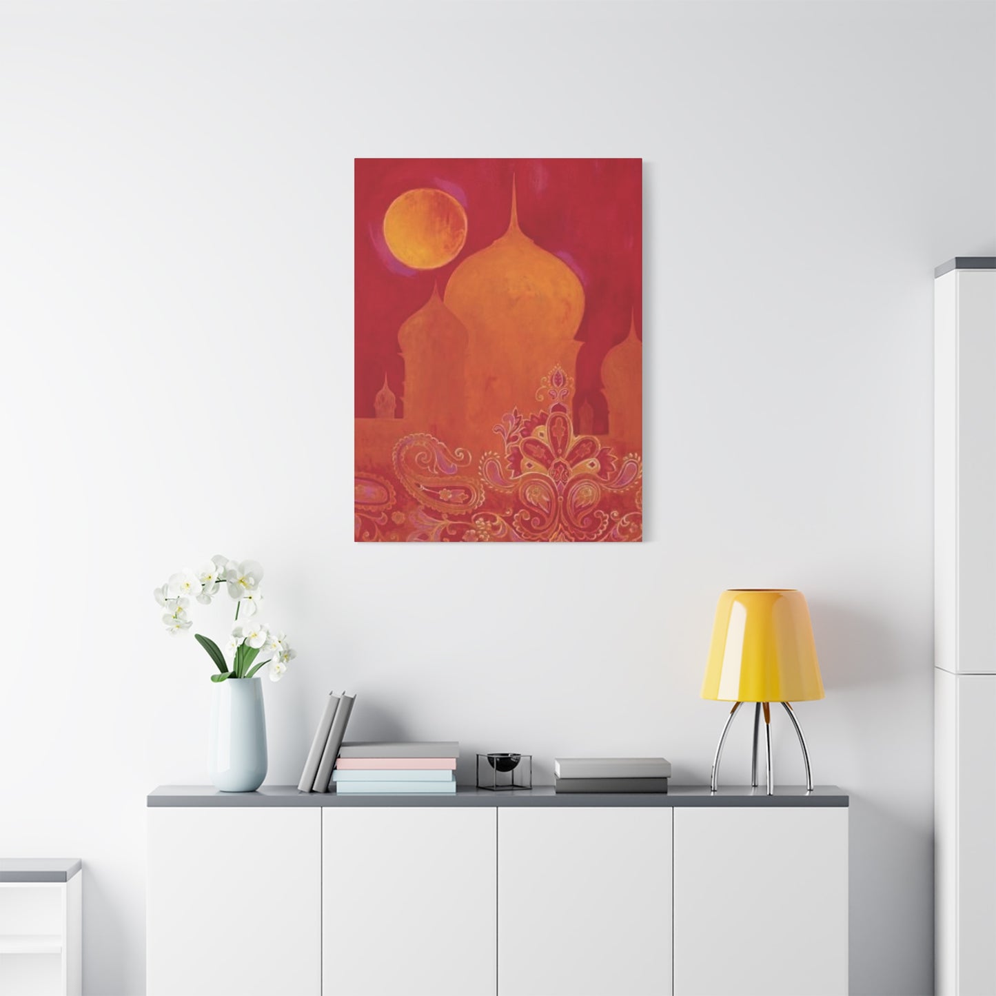 Red Moon Painting Moroccan Wall Art & Canvas Prints