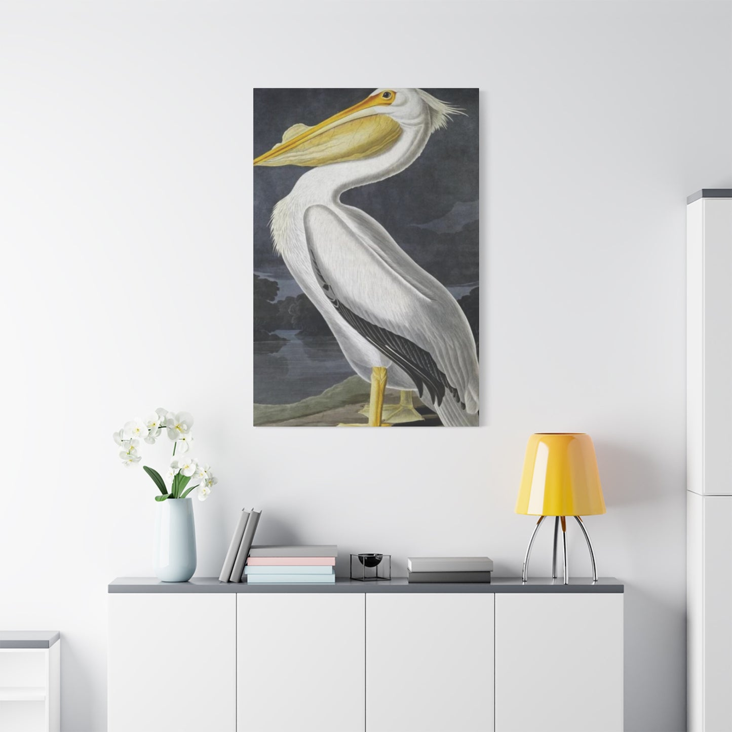 Long Fat Beak Pelican Candid Drawing Wall Art & Canvas Prints