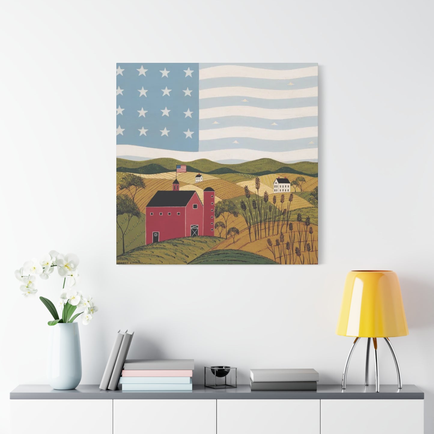 Houses On Grass fields Kimble Warren Wall Art & Canvas Prints