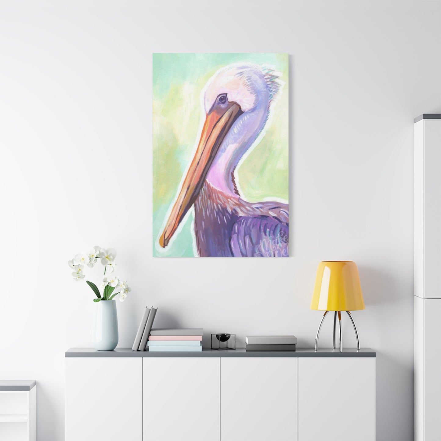 Purple Pelican Painting Wall Art & Canvas Prints