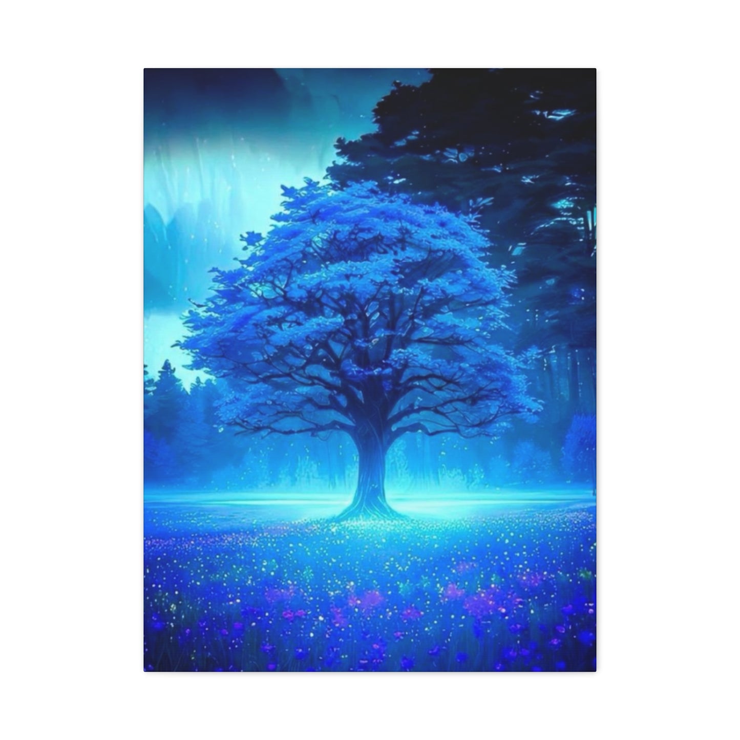 Blue Glowing Tree Wall Art & Canvas Prints