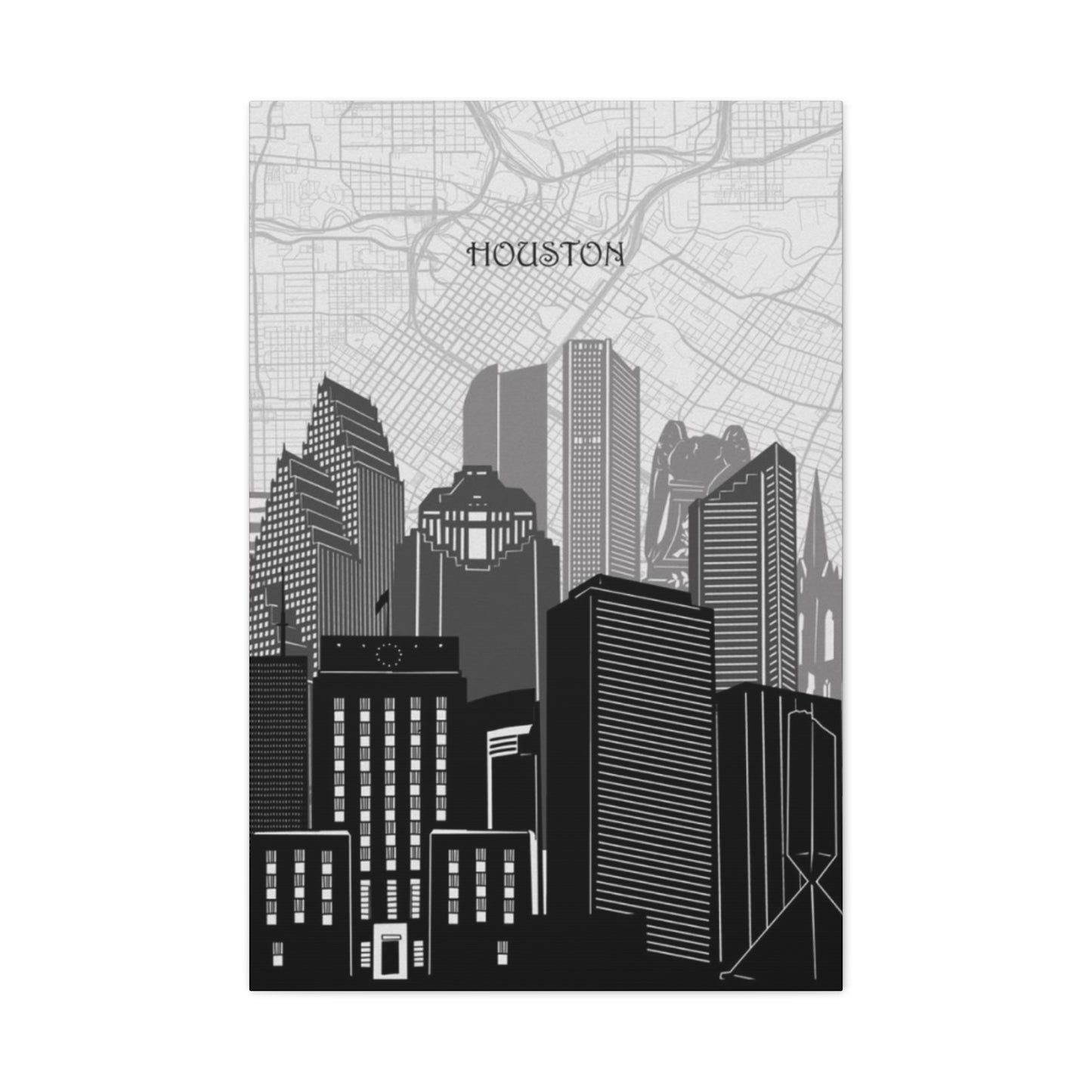 Black and White Houston Skylines Wall Art & Canvas Prints