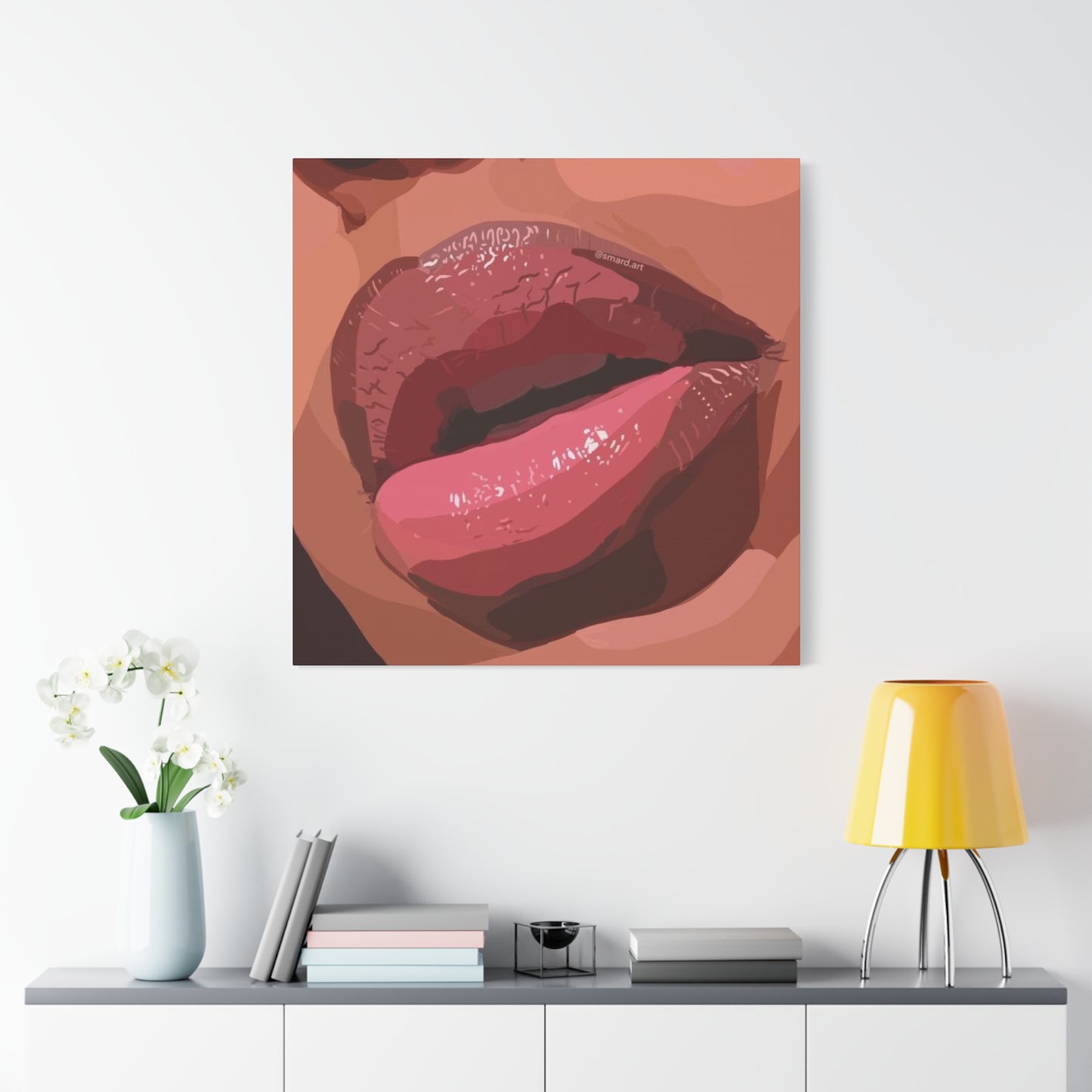 Model Dark Lips Painting Wall Art & Canvas Prints