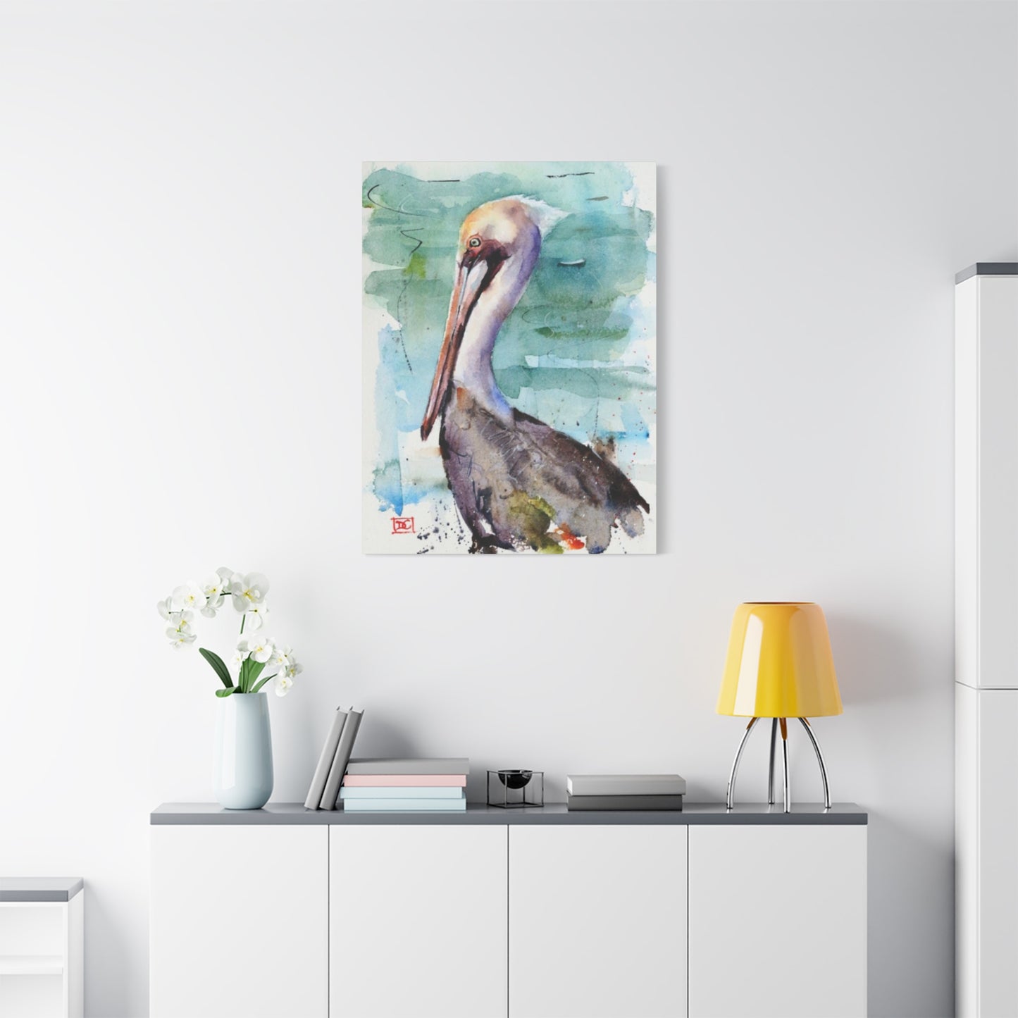 Pelican Colorful Water Painting Wall Art & Canvas Prints