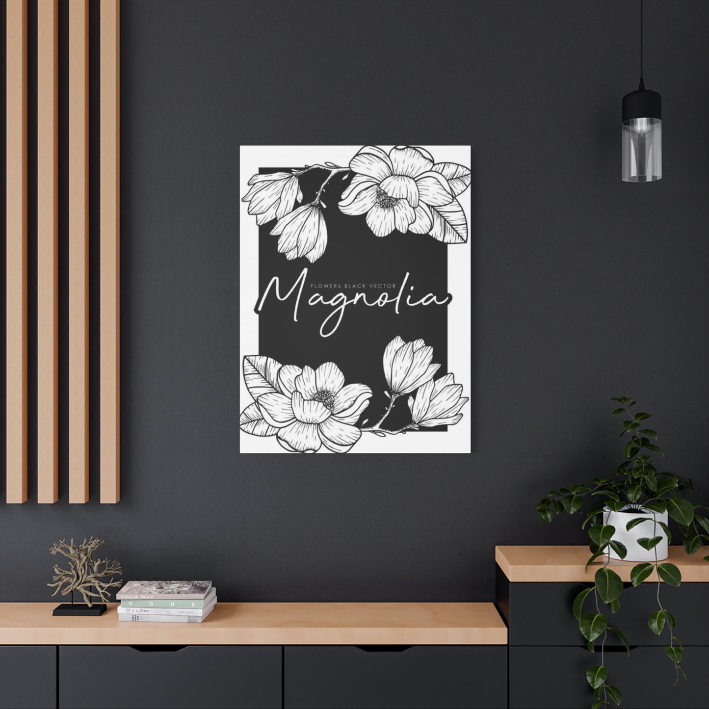 Magnolia Flower White Drawing Wall Art & Canvas Prints