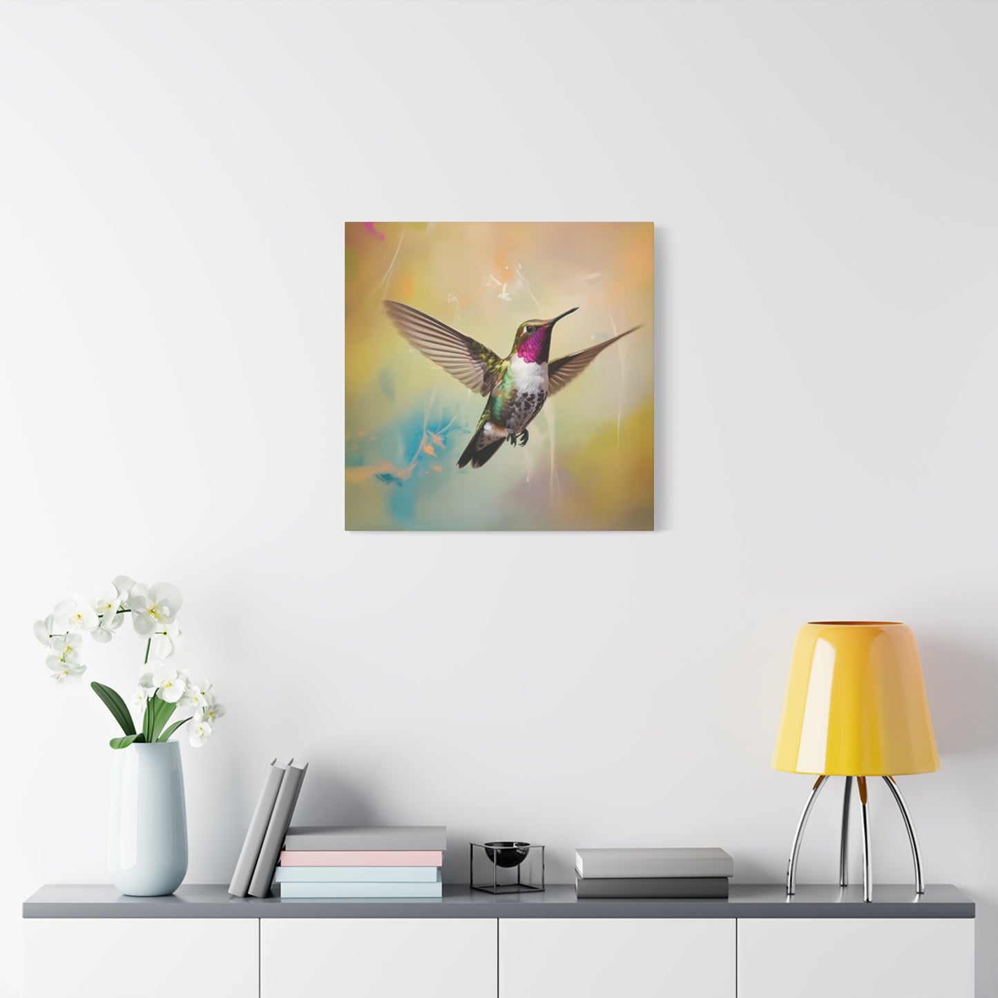 Beautiful Flying Humming Bird Painting Wall Art & Canvas Prints