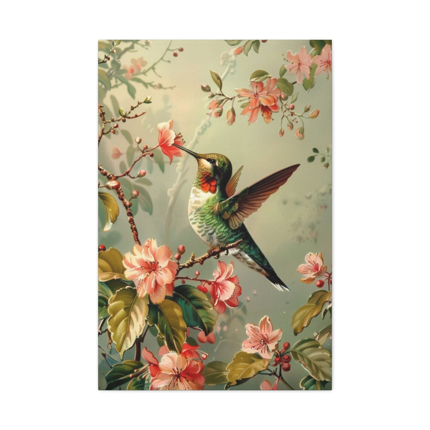 Flower & Humming Bird Candid Painting Wall Art & Canvas Prints