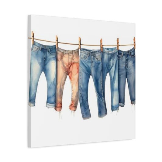 Denim Drying Poster For Laundry Room Wall Art & Canvas Prints